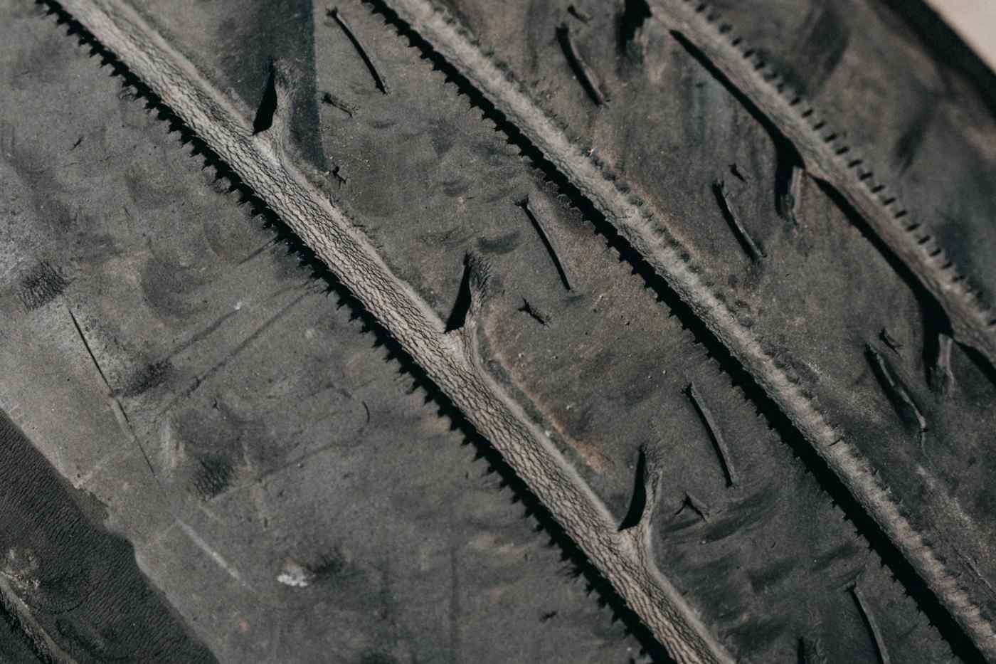 close up of part worn tyres