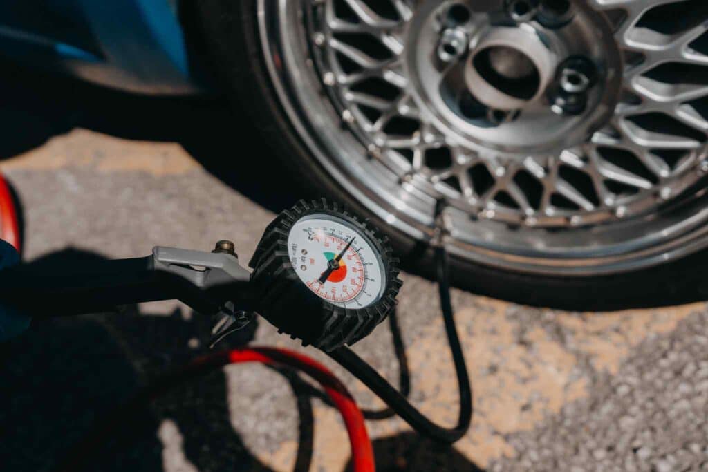 tyres pressure gauge in tyre